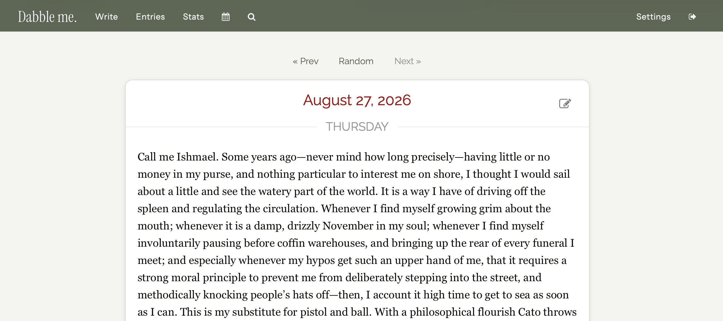 Dabble.me, our pick for the best journal app for journaling over email 