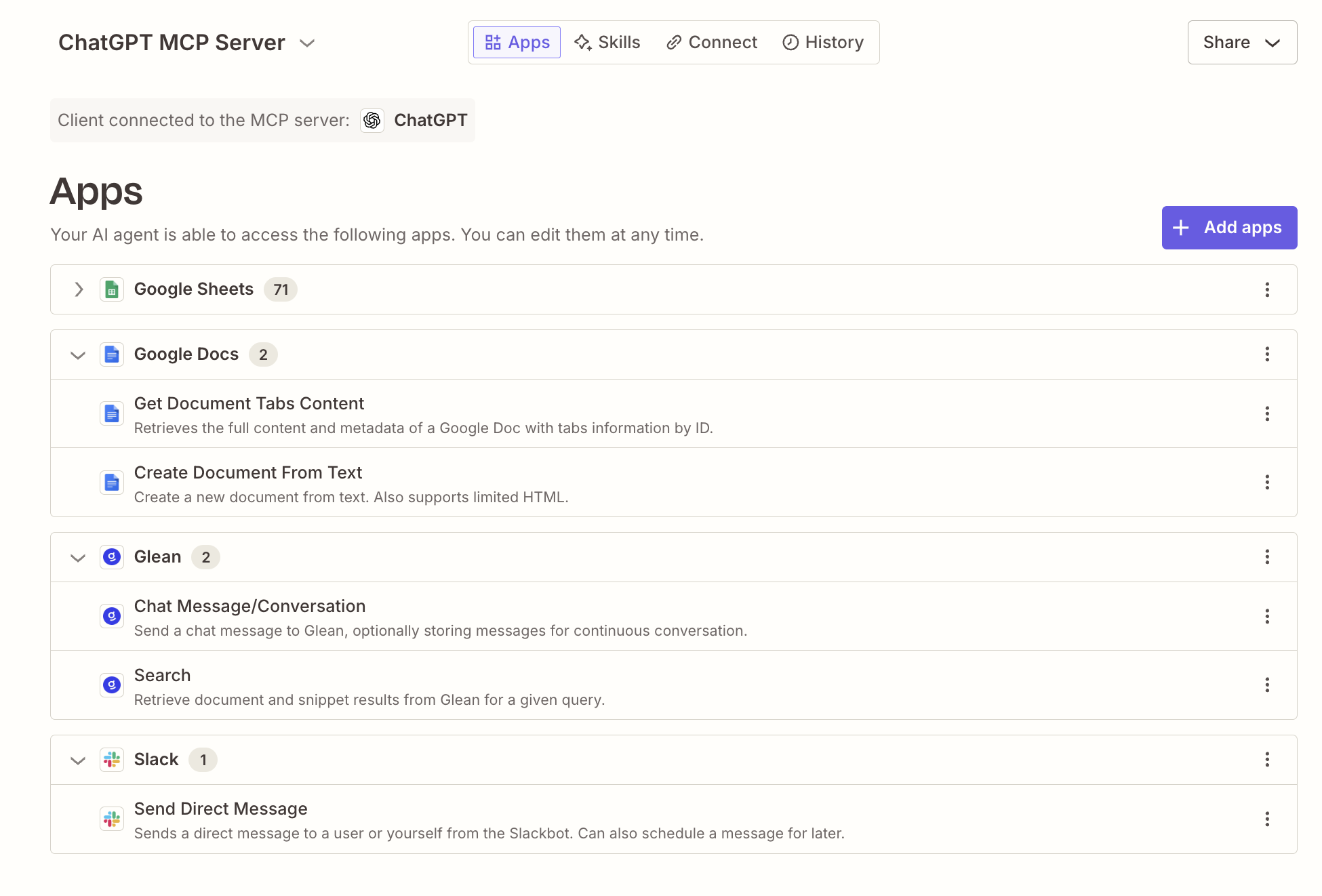 Setting app restrictions in a Zapier MCP server